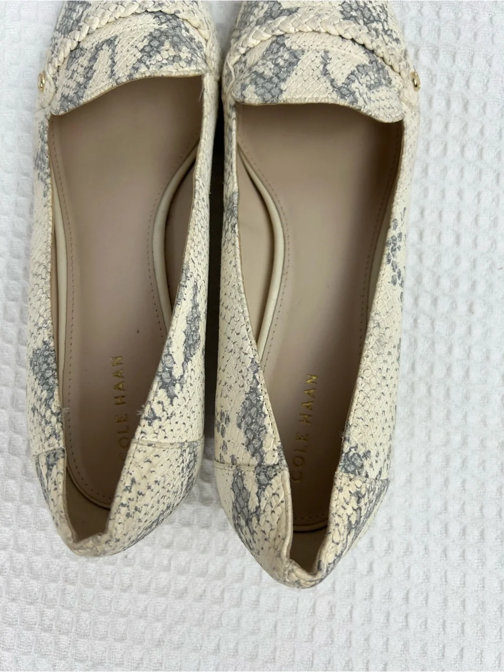 Cole Haan Grand Snake Print Pointed Toe Loafer Pumps Block Heel Women’s 8.5B
